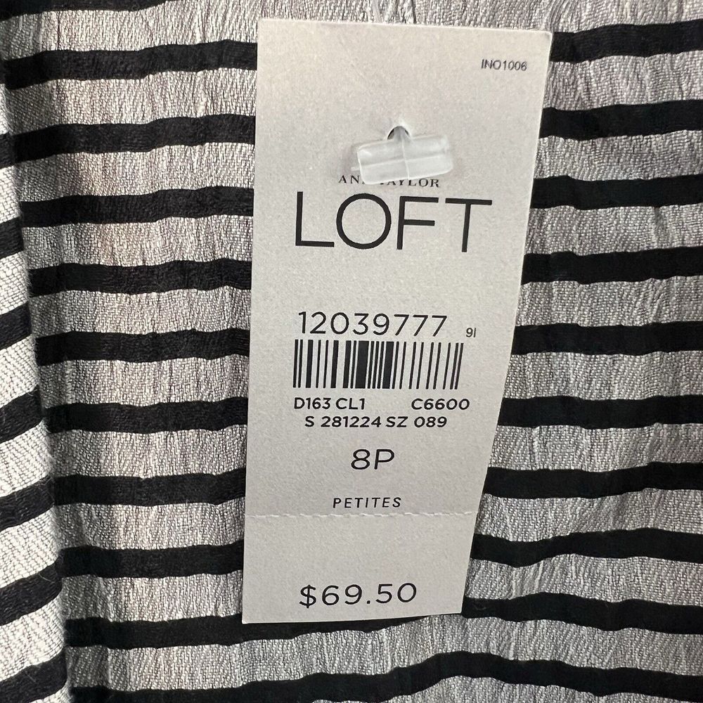 LOFT NEW Lightweight Blazer Size 8P Striped Open Front 3/4 Sleeve Women's NWT - Picture 4 of 5